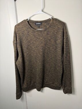 Express Men’s Crewneck Sweater | Gold/Black Marled Knit | L | GUC
